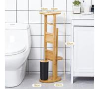 Juego de accesorios para inodoro Unyqoos® de bambú 100% – Incluye: escobilla para inodoro con recipiente cerrado, soporte para papel higiénico, soporte para repuestos de papel higiénico y un espacio p
