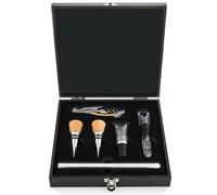 Juego de accesorios para vino LUXURY, 6 piezas, caja de regalo, acero y madera de roble, Laguiole