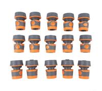 Juego de acoplamiento de manguera de 15 piezas, accesorios de conexión rápida de 3/4 pulgadas con diseño encapsulado para riego de jardín, cuidado del césped y lavado de automóviles, gris y naranja