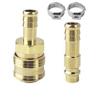 Juego de Acoplamientos de Aire Comprimido, Acople Rápido, Conectores Rápidos Aire Comprimido 1/2" para Manguera, Conector Neumático de Latón con 2 Abrazaderas, para el Acople Rápido de Líneas de Aire