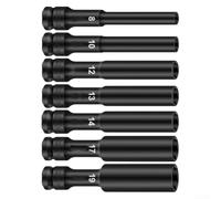Juego de adaptadores de llave de vaso profundo de 1/2 pulgada con tamaños de cabeza de 8 mm, 10 mm, 12 mm, 13 mm, 14 mm, 17 mm y 19 mm (12 + 14)