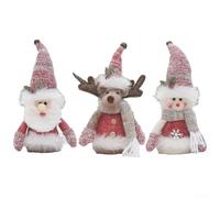 Juego de adornos de Navidad rosa, estatuas festivas de jardín para patio, bonita decoración de césped de Papá Noel, figura caprichosa de muñeco de nieve al aire libre, renos elegantes (HM24-9801A)