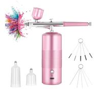 Juego de aerógrafo portátil, pistola de aerógrafo de mano de 0,3 mm, mini compresor de 30 psi, pistola pulverizadora de doble acción para maquillaje, diseño de uñas, modelismo, tartas, decoración de