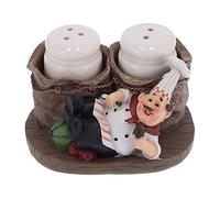 Juego de agitadores de condimentos, estatua decorativa de chef tumbado organizador de condimentos tarros de condimentos con soporte para figuras de chef para cocina, restaurante
