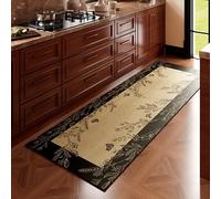 Juego De Alfombras Antideslizantes Para Cocina De 60X120cm Con Estampado Floral Y Base De Goma. Alfombras Largas Lavables De Estilo Vintage Para Zonas De Fregadero, Pasillos Y Entradas. 60X120cm
