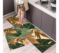 Juego De Alfombras De Cocina Monstera Deliciosa Hojas Anchas De Palma De 2 Piezas, Tapetes De Cocina Estilo Bohemio Vintage Antideslizantes Para Decor Del Hogar, Escritorio De Pie 50x80cm+50x150cm