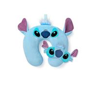Juego de Almohada de Viaje y Antifaz Disney Lilo & Stitch | Almohada de Cuello Peluda Azul y Antifaz para Dormir para Mujeres y Niñas | Juego de Viaje a Juego con Orejas 3D para Adultos y Adolescentes