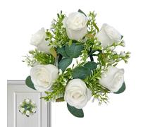 Juego de anillos florales de velas artificiales, hecho a mano | Soporte | Corona versátil con escenario de estilo interior para ventana, pared, piso, escalera, decoración del hogar