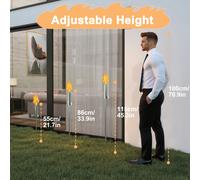 Juego de antorchas de jardín de acero inoxidable, que una de llama de dos piezas adecuada para patios y jardines, ideal para barbacoas, con un de prolongado, una de seguridad y una altura ajustable