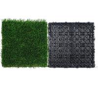Juego de baldosas de césped artificial entrelazadas, paquete de 18 unidades, 305x305 mm. Alfombrilla sintética de césped artificial autoperforante para suelo, ideal para decoración en interiores y ext