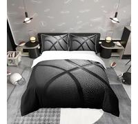 Juego de Baloncesto Negro, colección Deportiva 3D, Funda de edredón Ultra Suave, 3 Piezas, Cool Boys Young Comforter Cover Sets (1 Funda de edredón y 2 Fundas de Almohada