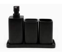 Juego de baño de 4 piezas Unyqoos® en color mate con efecto mármol: dispensador de jabón, soporte para cepillos de dientes, vaso y jabonera, fabricados en resina