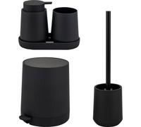 Juego de baño de 5 piezas eluno TESERO con dispensador de jabón, taza, lavabo, papelera y juego de escobilla de baño, fabricado en plástico .
