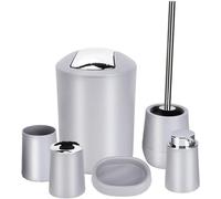 Juego de baño de 6 piezas - Decoración moderna - Completo con varios artículos - 6 piezas - Gris