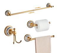 Juego de baño en estilo antiguo, acabado en bronce, ajustable, de 5 piezas, para montaje en pared