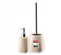 KADAX Juego de 2 Piezas de Cerámica para Baño - Dispensador de Jabón, Taza, Jabonera y Escobilla de Inodoro (Cepillo y Dispensador Beige)