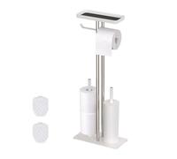 Relaxdays Juego de baño inox con estante blanco,plata