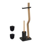 Relaxdays Juego de baño metal y madera marrón claro,negro