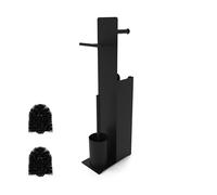 Relaxdays Juego de baño con soporte para papel negro