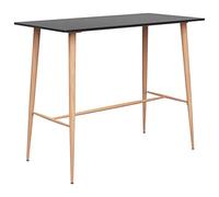 Juego de barra de 3 piezas, color negro, mesa MDF y taburetes de teca | Patas de metal con aspecto de madera, sentado en el horno, pómez liso, duradero