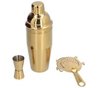 Juego de Barra de coctelera, Mezclador Profesional de Margaritas, coctelera y medidor de medición y Juego de colador, Kit de Herramientas de barware de Acero Inoxidable(Oro)