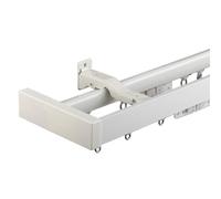 Juego de barra de cortina de aleación de aluminio de 15.1 pies, montaje en pared, diseño envolvente para separadores de habitaciones y decoración del hogar, elegante acabado blanco