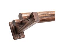 Juego de barra de cortina romana de madera maciza de nogal de 160 cm con soporte silencioso y anillos para colgar, ideal para decoración de ventanas de sala de estar y dormitorio