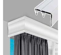 Juego de barras de cortina de metal 3 en 1 con cenefa y doble riel, cortinas ajustables de longitud personalizada para tratamientos de ventanas, solución versátil para colgar cortinas para decoración