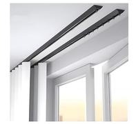Juego de barras de techo de doble pista, divisor de habitación de 4,5 m con rodillos silenciosos, herrajes negros resistentes para sala de estar, dormitorio, armario, puerta corredera, fácil