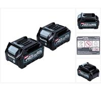 Juego de baterías Makita 40 V con 2x BL 4025 2,5 Ah ( 2x 191B36-3 ) batería XGT Li-Ion clase de protección IP64 con pantalla LED