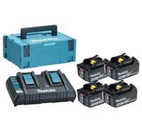 Juego de baterías Makita LXT Li-Ion 18 V 4 x 3,0 Ah BL1830B, Cargador DC18RD, Makpac 2