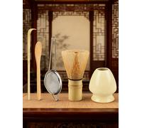 Juego de batidores Matcha de 5 piezas: batidor de bambú, colador de té, cuchara, tamiz, soporte para batidor, kit de inicio Matcha perfecto para Matcha Blue