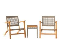 Juego De Bistró 3 Pzas Ratán Pe Beige Y Madera Maciza Acacia Vidaxl