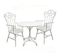 Juego de bistró de 3 piezas con mesa redonda de metal y 2 sillas reposabrazos, muebles de patio exteriores resistentes a la intemperie para balcón, jardín, porche
