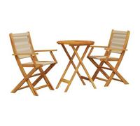 Juego De Bistro De 3 Piezas Polipropileno Y Madera Maciza Beige Vidaxl