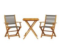 vidaXL Juego de bistro de 3 piezas polipropileno y madera maciza gris
