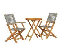 Juego De Bistro De 3 Piezas Ratán Pe Y Madera Maciza Gris Vidaxl