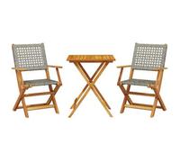 Juego De Bistro De 3 Piezas Ratán Pe Y Madera Maciza Gris Vidaxl