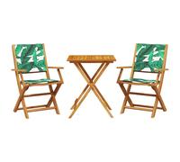 Juego de bistro de 3 piezas tela madera maciza estampado hojas
