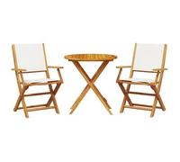vidaXL Juego de bistro de 3 piezas tela y madera maciza blanco crema