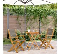 Juego de bistró, madera de acacia y polipropileno, mesa plegable con 2 sillas, ideal para jardín, balcón, patio