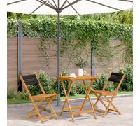 Juego de bistró plegable de madera maciza de acacia con polipropileno, ideal para jardín, balcón y terraza, diseño compacto
