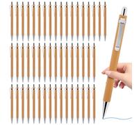 Juego de Bolígrafos: 50PZ Juego de Bolígrafos Madera de Bambú, Bolígrafos de Madera Sostenible y Respetuoso con el Medio Ambiente, Bolígrafo de Bambú Instrumentos de Escritura para la Vida Cotidiana