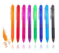 Juego de bolígrafos de Gel borrables retráctiles mágicos, 8 colores, 0,7mm, varilla de repuesto borrable, herramienta de escritura para oficina y escuela, mango de botón de presión 8Pcs Red Pen