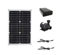 Juego de bomba de agua solar de 20 W, 800 l/h, 12 V CC sin escobillas, diseño de bajo ruido con cabezal de motor de 5 m, incluye panel solar monocristalino y caja de batería, construcción de ABS y