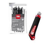 Juego de bridas para cables TOX Clip (300 piezas) + cúter, bridas para cables en 3 tamaños con 100 unidades cada uno, 3,6 x 140/200/300 mm + 1 cúter con carcasa de ABS y 2 cuchillas, 09990919