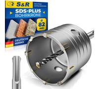 Juego de brocas corona para perforación hueca de 82 mm, con adaptador SDS plus de 110 mm y broca guía de 8 x 110 mm. Resistente a golpes, ideal para perforadoras de impacto, brocas para cajas eléctric