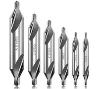 Juego De Brocas De Centro, 6PCS Hss Brocas De Centrado Avellanador De Centro, 60 Grados Brocas Centrales Juego De Brocas Avellanadoras Herramientas De Torno Para Metal, 1/1,5/2/2,5/3/5mm