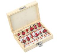 Juego de brocas de enrutador de vástago de 12 piezas de 6 mm para cortador de fresado de madera, herramienta de carpintería de carburo (rojo)