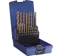 Juego de brocas helicoidales DIN 338, tipo VA, D.1-10x0,5mm, HSS-Co5, 19 piezas, en caja de cartón. Marca: TECWERK